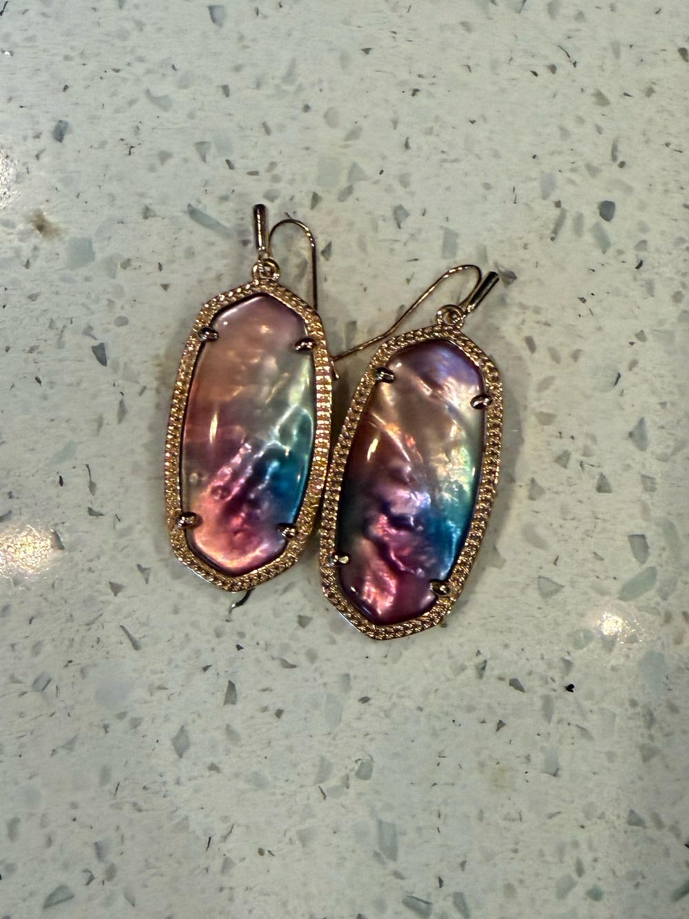 Kendra Scott Iridescent Pink Purple Blue Shell Drop Earrings